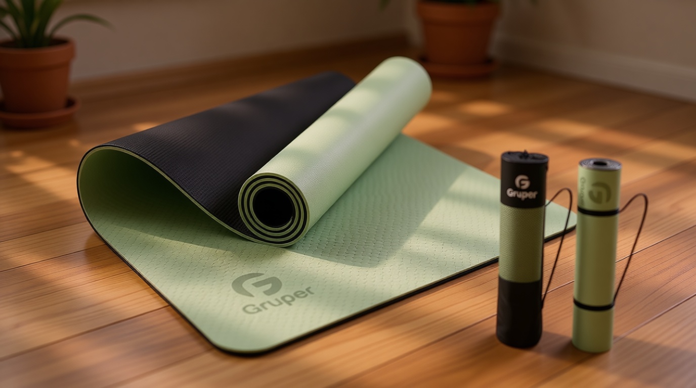 Gruper Yoga Mat Non Slip, Eco Friendly Fitness Exercise Mat with Carrying Strap,Pro Yoga Mats for Women,Workout Mats for Home, Pilates and Floor Exercises
