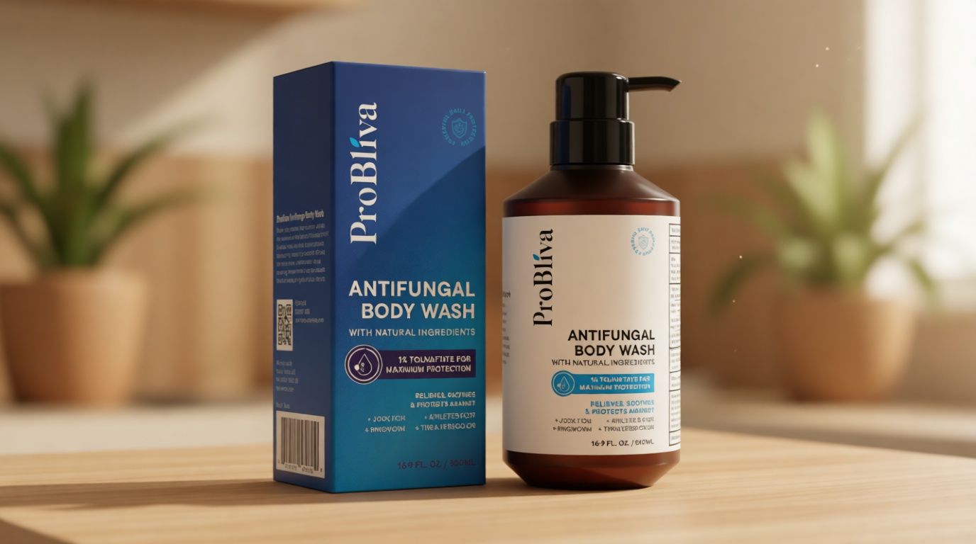 Antifungal Body Wash Treatment Soap – Antibacterial Wash for Jock Itch, Ringworm, Back Acne, Tinea & Foot Odor – Medicated Skin Relief Cleanser Gel with Tea Tree Oil & Tolnaftate for Men and Women