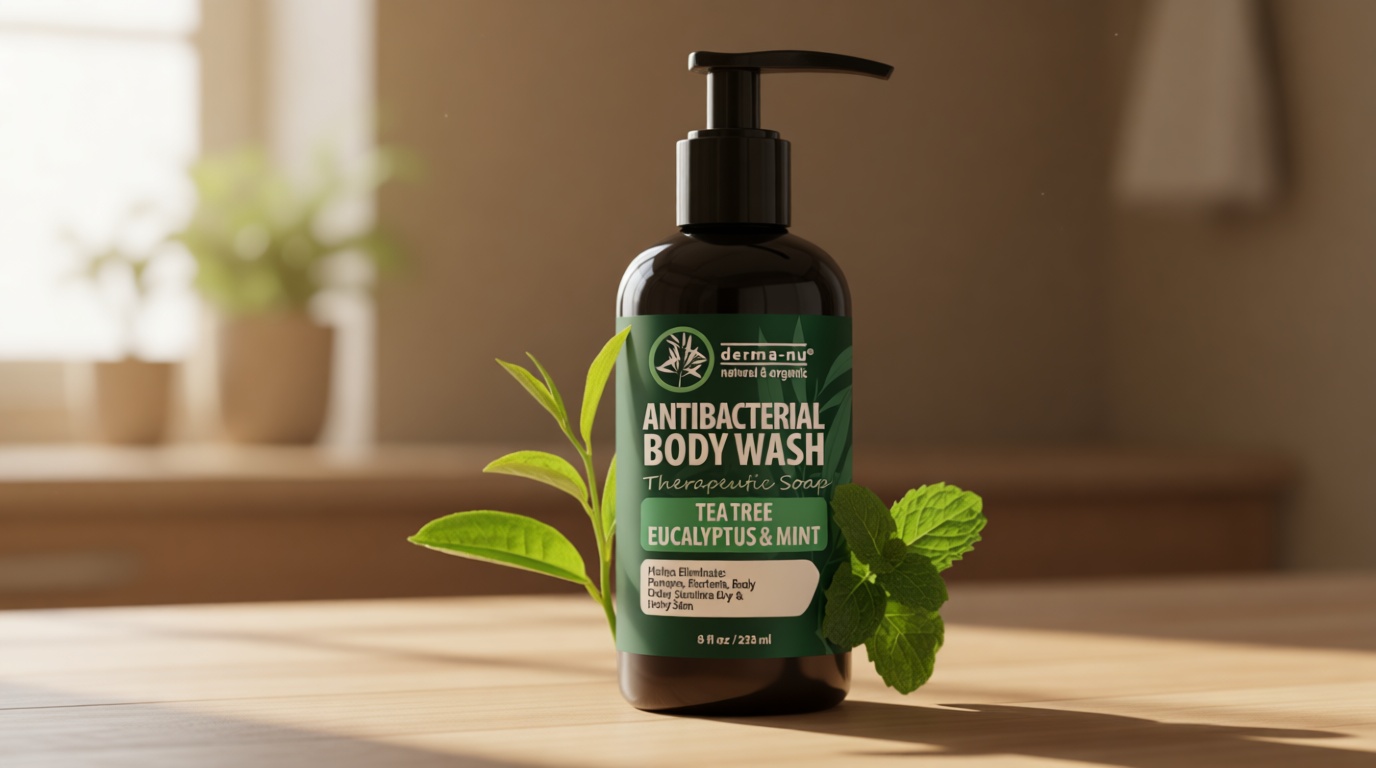 Antibacterial Body Wash - Antibacterial Soap And Tea Tree Body Wash For Jock Itch, Athletes Foot, Eczema And Back Acne - Anti Bacterial Body Soap For Men And Women Safe For All Skin Types - 8 Oz