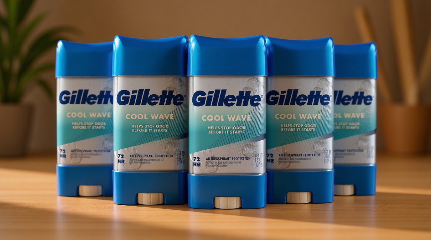 Gillette Antiperspirant and Deodorant for Men, 72hr Clinical Strength Sweat & Odor Protection, Long Lasting Freshness, Anti-White Mark Technology, Clear Gel, Cool Wave Scent, 3.8 oz (Pack of 4)