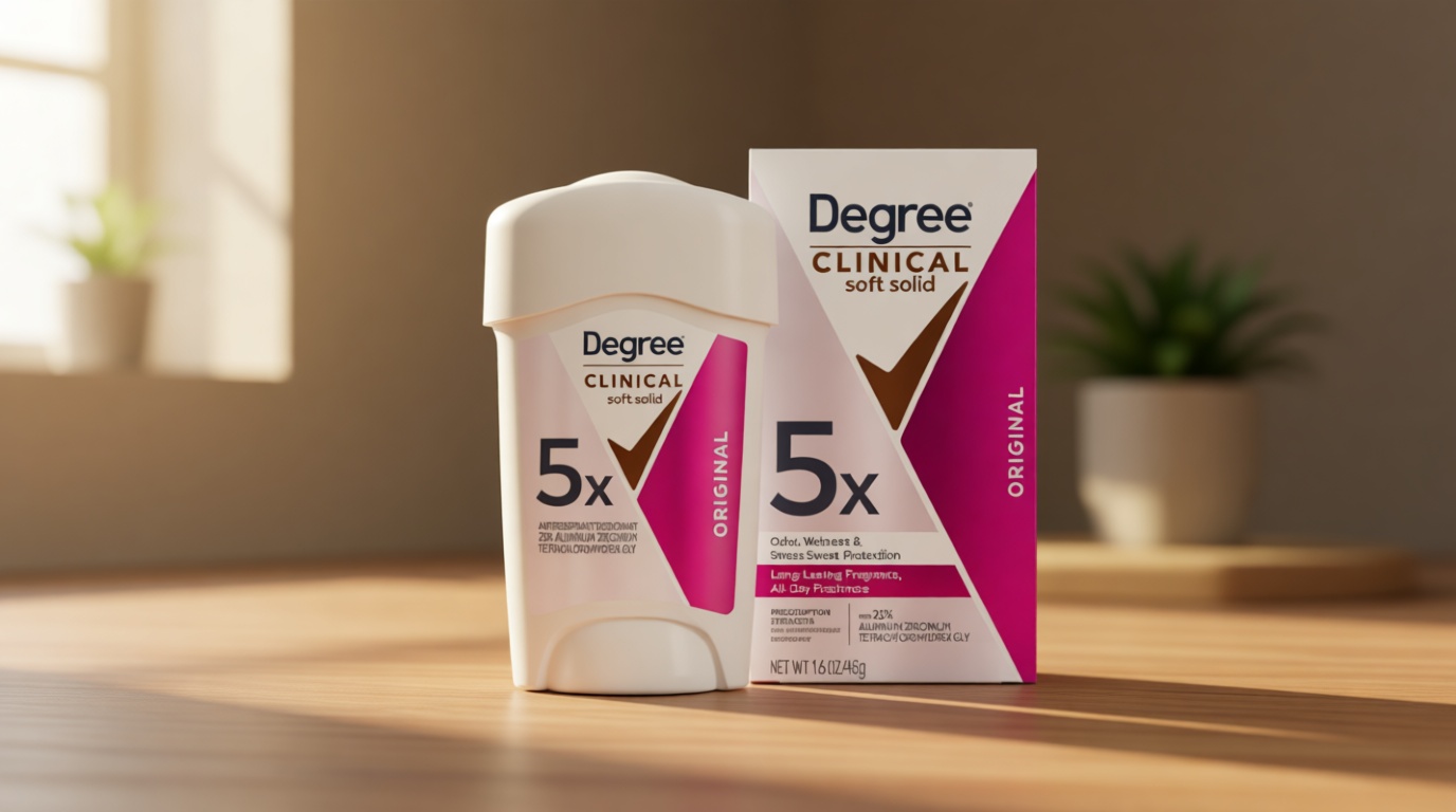 Degree Clinical Strength Antiperspirant Deodorant 72-Hour Sweat and Odor Protection Original Soft Solid 5in1 Types of Sweat 1.7 oz