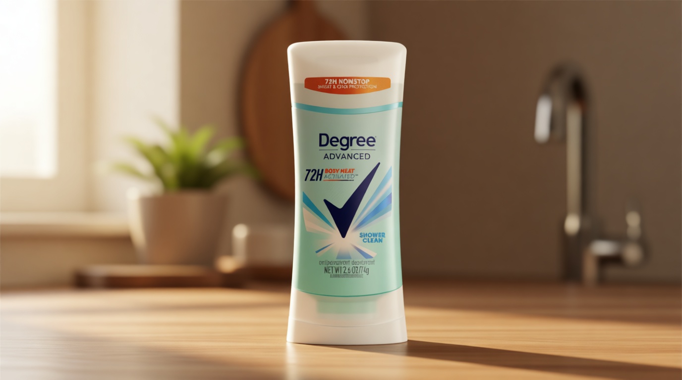 Degree Advanced Protection Antiperspirant Deodorant Shower Clean for 72-Hour Sweat & Odor Control for Women, with Body Heat Activated Technology, 2.6 oz