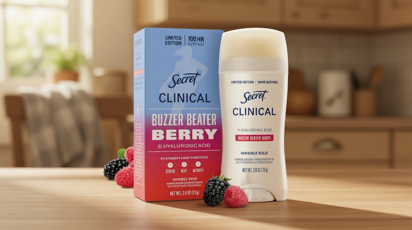 Secret Clinical Strength 100HR Defense, Invisible Solid Antiperspirant Deodorant for Women, Paige Bueckers Edition, Triple Threat Sweat Protection, Hyaluronic Acid, Buzzer Beater Berry Scent, 2.6 oz