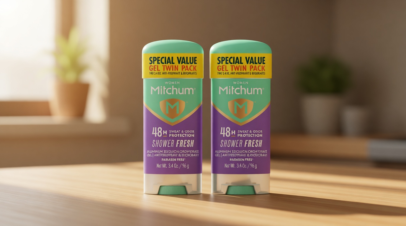 Mitchum Women’s Antiperspirant Deodorant Gel Stick, Shower Fresh Scent, 48HR Sweat & Odor Protection, Triple Odor Defense, Alcohol-Free, 3.4 oz (Pack of 2)