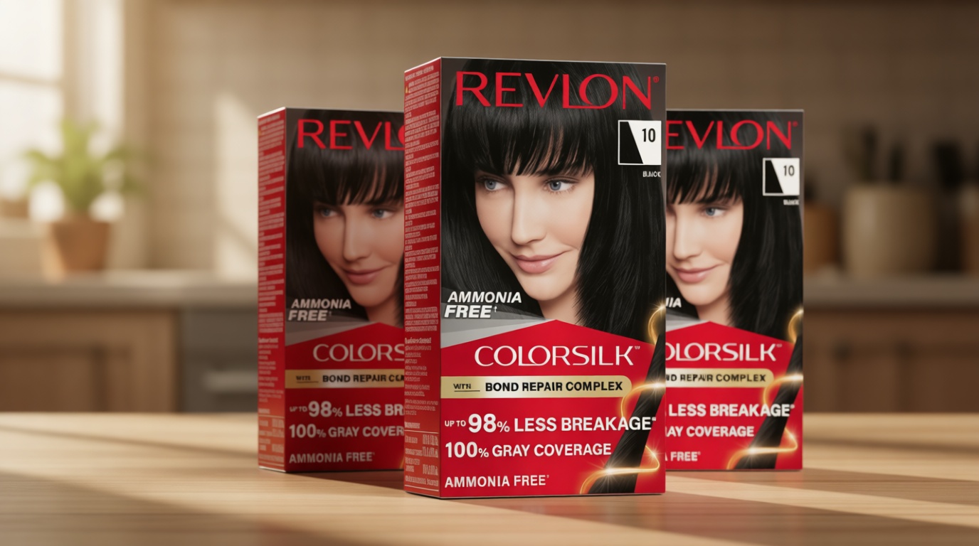 Revlon ColorSilk with Bond Repair Complex, Black Permanent Hair Color, 100% Gray Coverage, Ammonia Free Hair Dye, Vegan Keratin, 10 Black (Pack of 3)