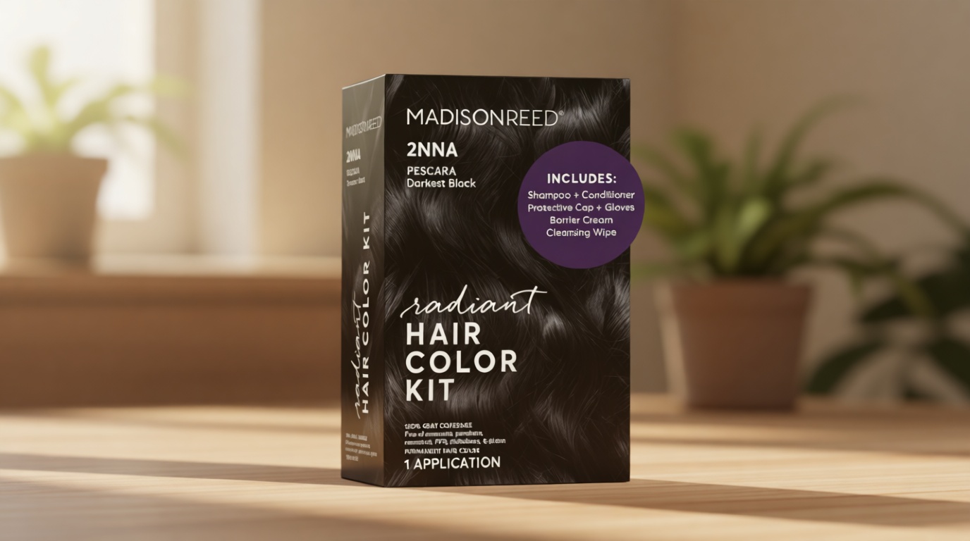 Madison Reed Radiant Hair Color Kit - 2NNA Darkest Cool Black with Ash Undertones (Pescara Black), Dimensional Gray Hair Blending Permanent Hair Dye, PPD-Free & Ammonia-Free, 1 Pack