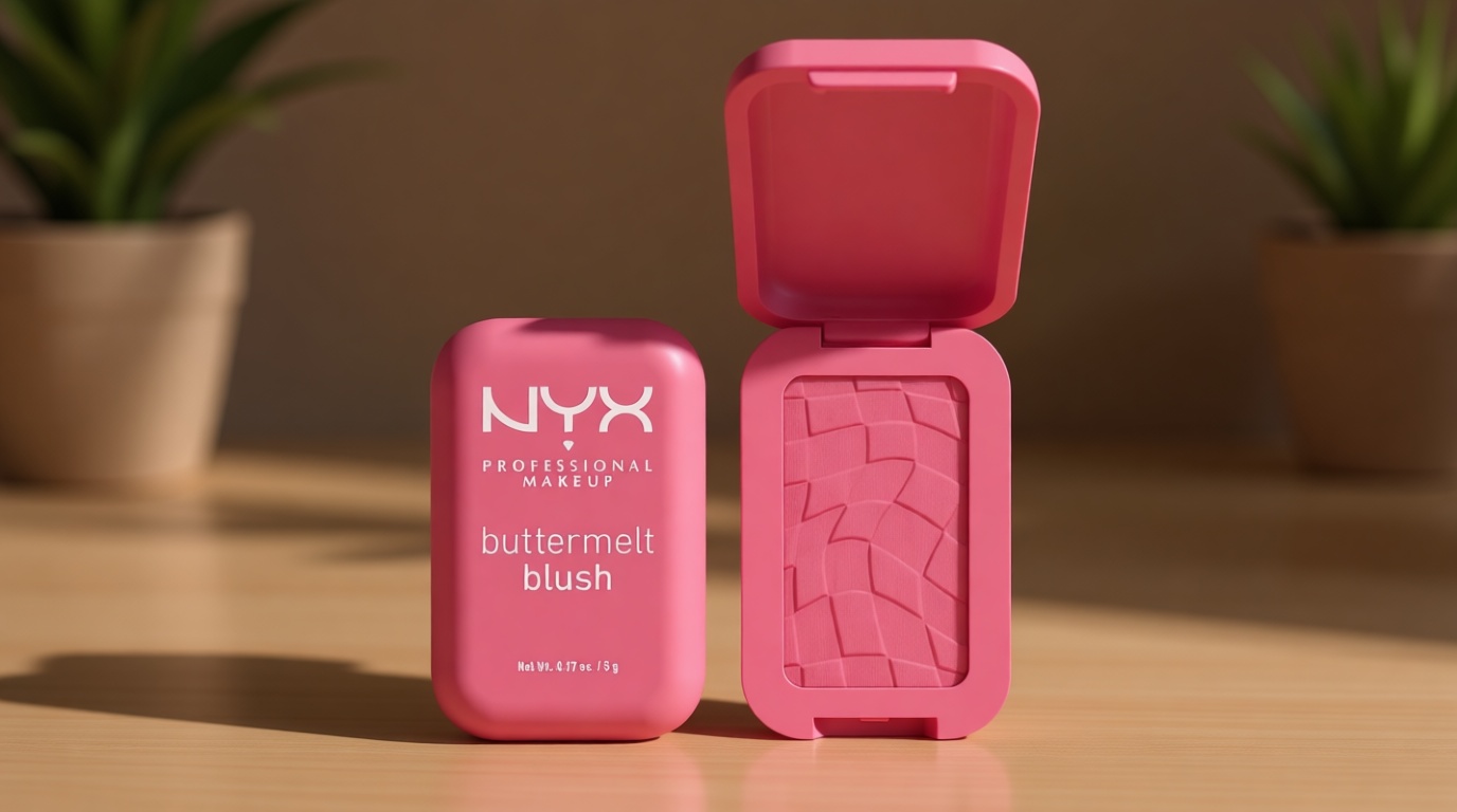 NYX PROFESSIONAL MAKEUP Buttermelt Powder Blush, Fade and Transfer-Resistant Blush, Up to 12HR Make Up Wear, Vegan Formula - For The Butta