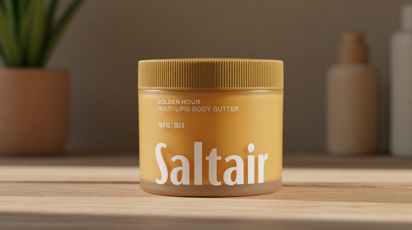 Saltair Multi-Lipid Body Butter – Hydrating 24-Hour Moisture – Body Cream for Soft Skin & Barrier Support – Ceramides, Coconut Oil & Shea Butter for Dry Skin Care – Golden Hour, 10oz