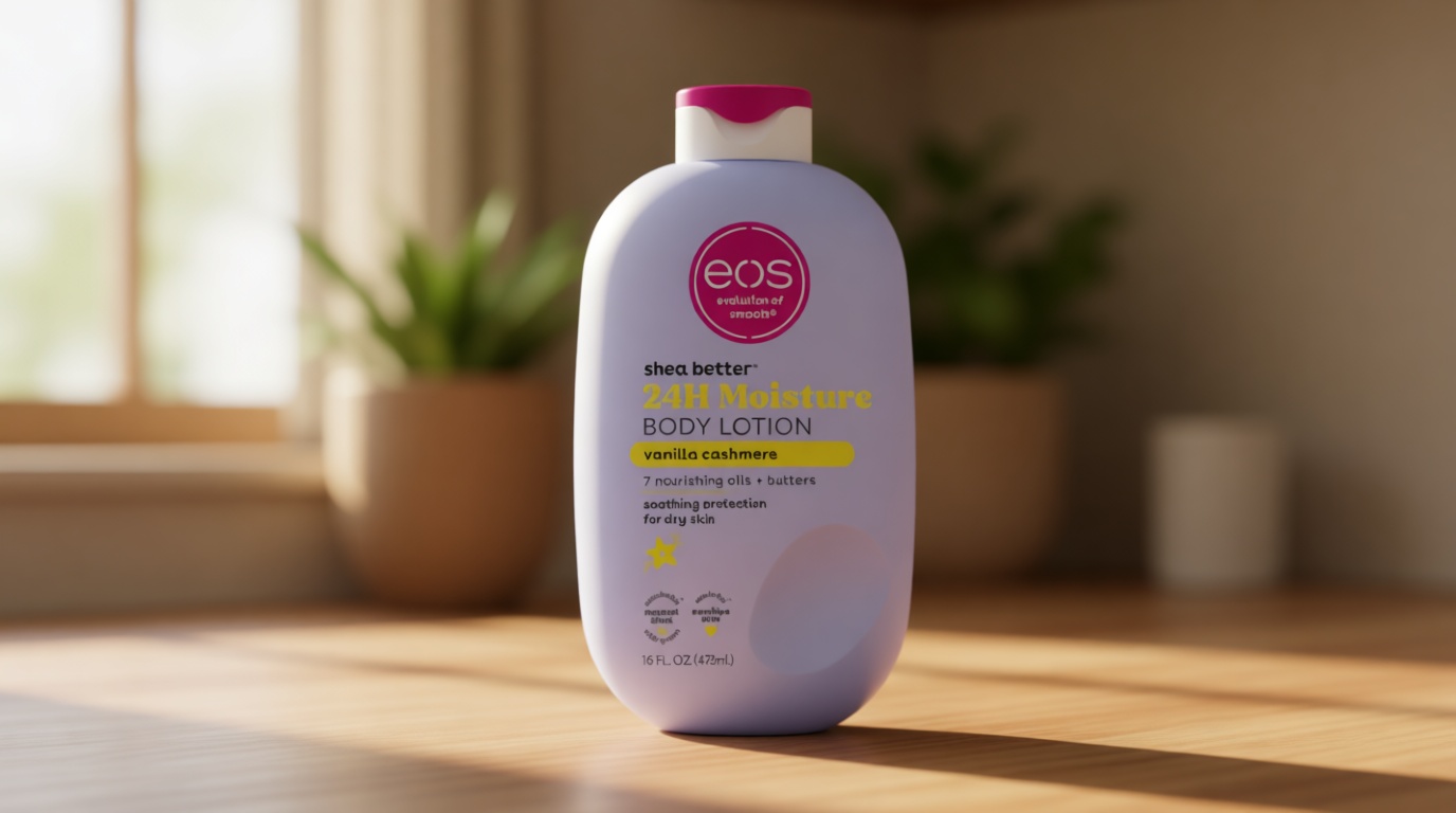 eos Shea Better Body Lotion Vanilla Cashmere, 24-Hour Moisture Skin Care, Lightweight & Non-Greasy, Natural Shea, Vegan, Vanilla Body Lotion, 16 fl oz