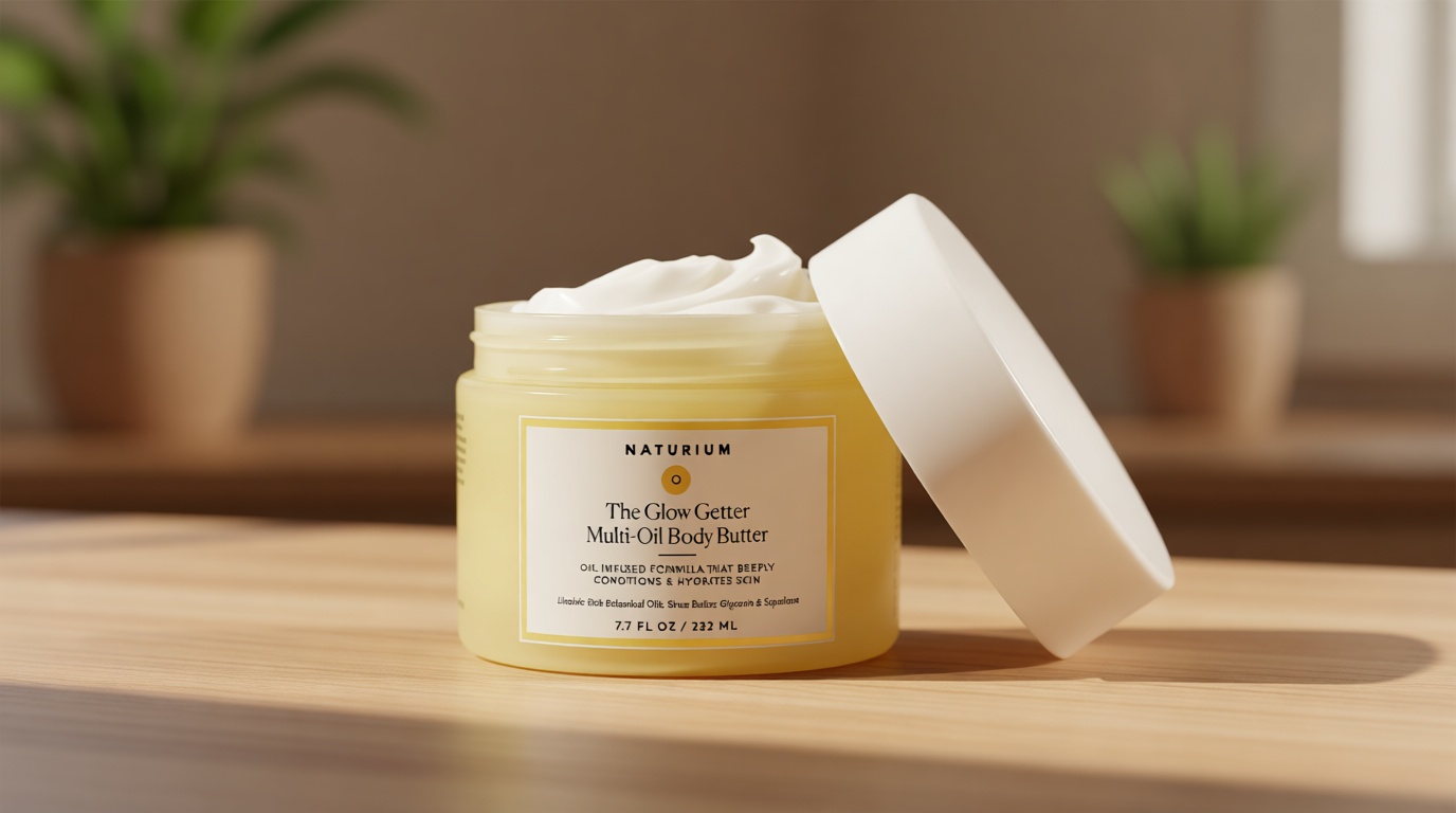 Naturium The Glow Getter Whipped Multi-Oil Body Butter, Firming Cream & Body Moisturizer with Shea Butter, 7.7 fl oz