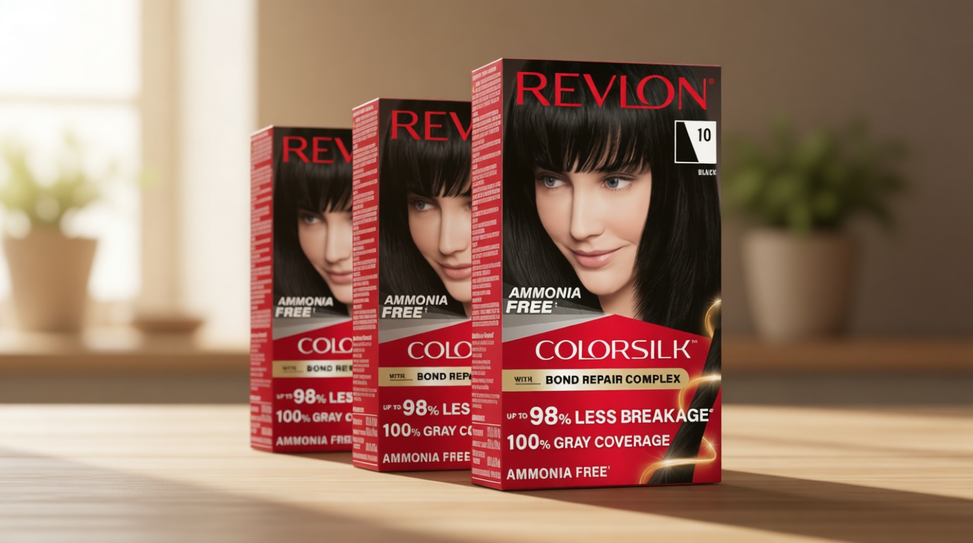 Revlon ColorSilk with Bond Repair Complex, Black Permanent Hair Color, 100% Gray Coverage, Ammonia Free Hair Dye, Vegan Keratin, 10 Black (Pack of 3)