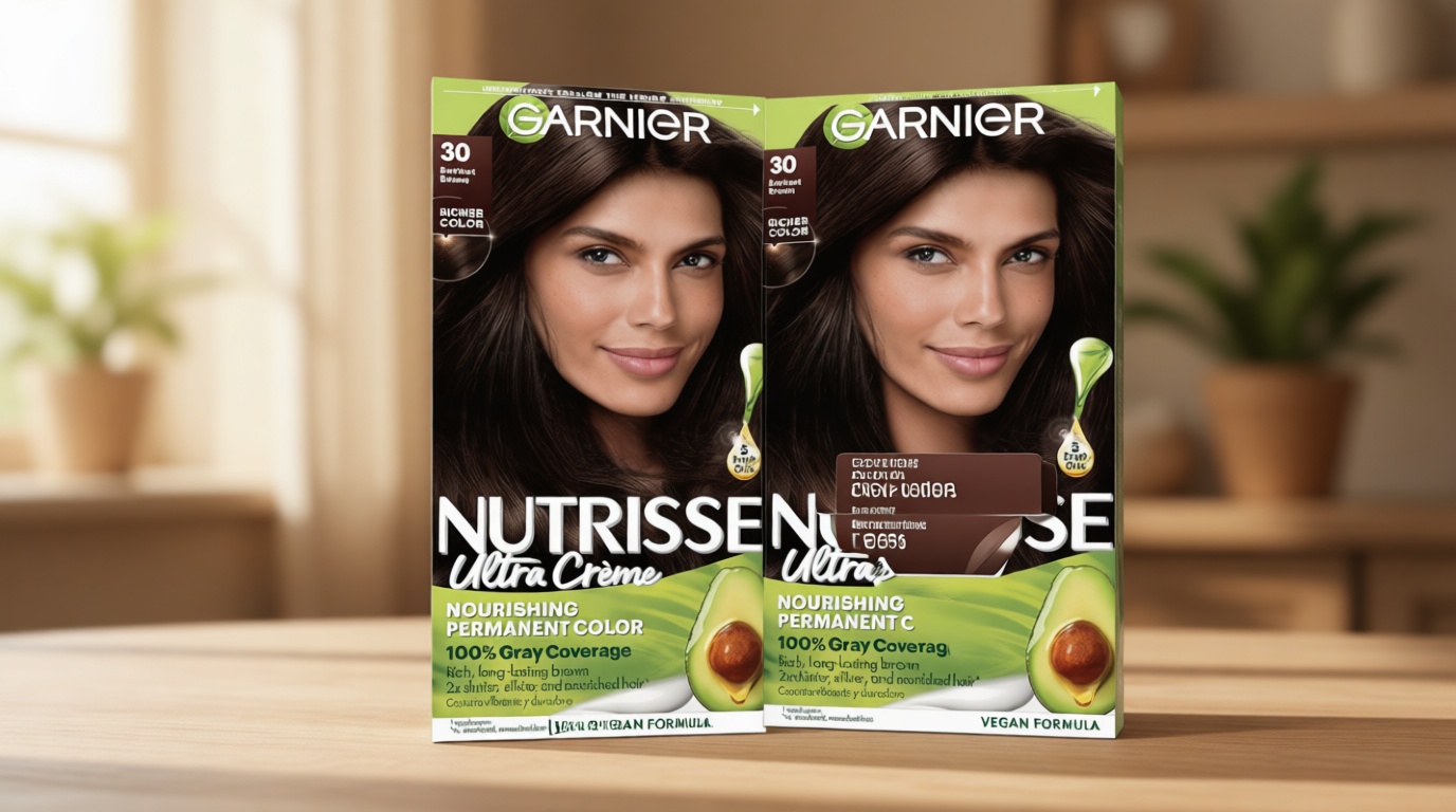 Garnier Nutrisse Ultra Crème Hair Color, Permanent Hair Dye with 100% Gray Coverage, Vegan & Cruelty-Free, 30 Darkest Brown (Sweet Cola), 2 Count