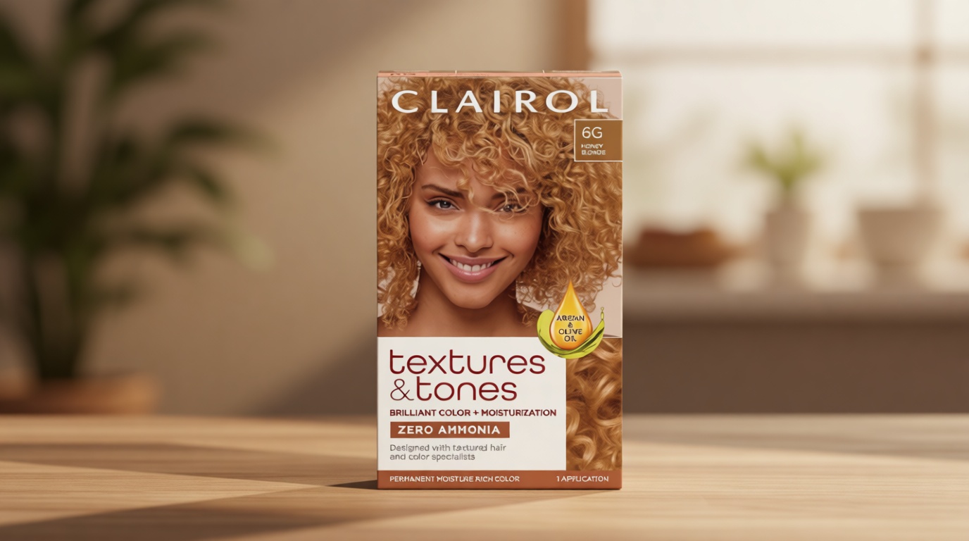 Clairol Textures & Tones Permanent Hair Dye, 6G Honey Blonde Hair Color| Ammonia Free | Moisture-Rich Formula with Argan, and Olive Oil for Brilliant Shine | Pack of 1