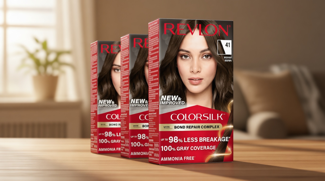 Revlon ColorSilk with Bond Repair Complex, Brown Permanent Hair Color, 100% Gray Coverage, Ammonia Free Hair Dye, Vegan Keratin, 41 Medium Brown (Pack of 3)