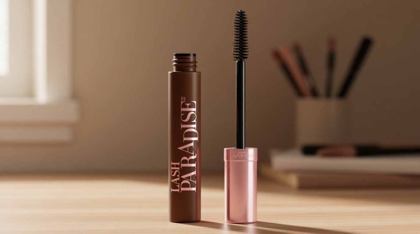 L'Oreal Paris Makeup Voluminous Lash Paradise Mascara, Voluptuous Volume, Intense Length, Feathery Soft Full Lashes, No Flaking, Smudging or Clumping, Latte Brown, 0.28 Fl Oz