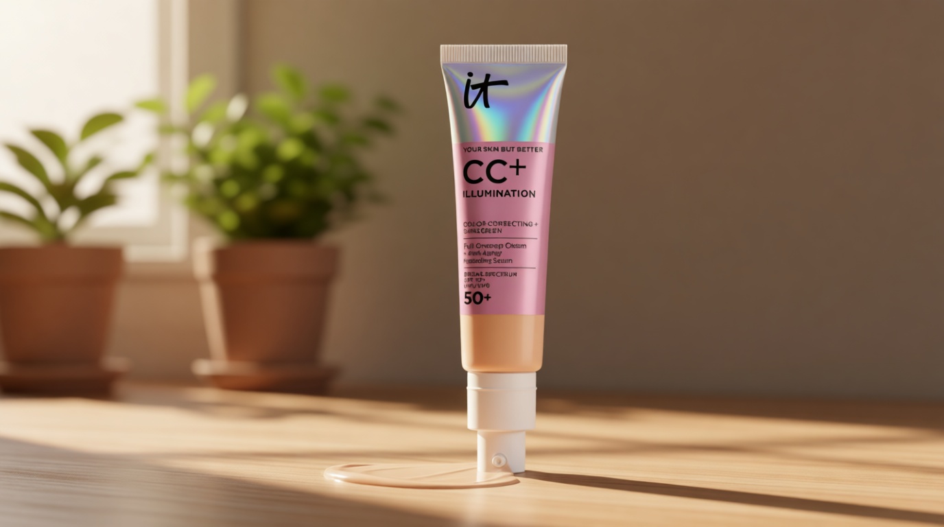 IT Cosmetics CC+ Cream Illumination SPF 50+ - Radiant Full Coverage Foundation Color Corrector, Hydrating Anti-Aging Serum, Hydrolyzed Collagen + Peptides, Normal to Dry & Mature Skin - 1.08 fl oz