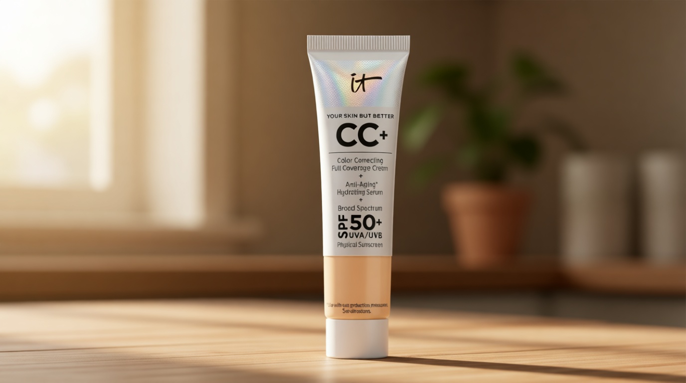 IT Cosmetics CC+ Cream - Natural Full Coverage Foundation With SPF 50+, Color Corrector & Anti-Aging Hydrating Serum, Hyaluronic Acid + Peptides, Lightweight Up To 24H Wear, All Skin Types