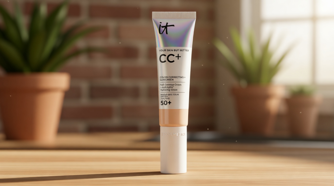 IT Cosmetics CC+ Cream - Natural Full Coverage Foundation With SPF 50+, Color Corrector & Anti-Aging Hydrating Serum, Hyaluronic Acid + Peptides, Lightweight Up To 24H Wear, All Skin Types
