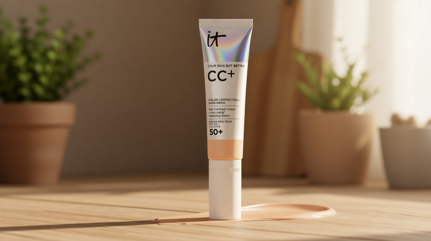 IT Cosmetics CC+ Cream - Natural Full Coverage Foundation With SPF 50+, Color Corrector & Anti-Aging Hydrating Serum, Hyaluronic Acid + Peptides, Lightweight Up To 24H Wear, All Skin Types