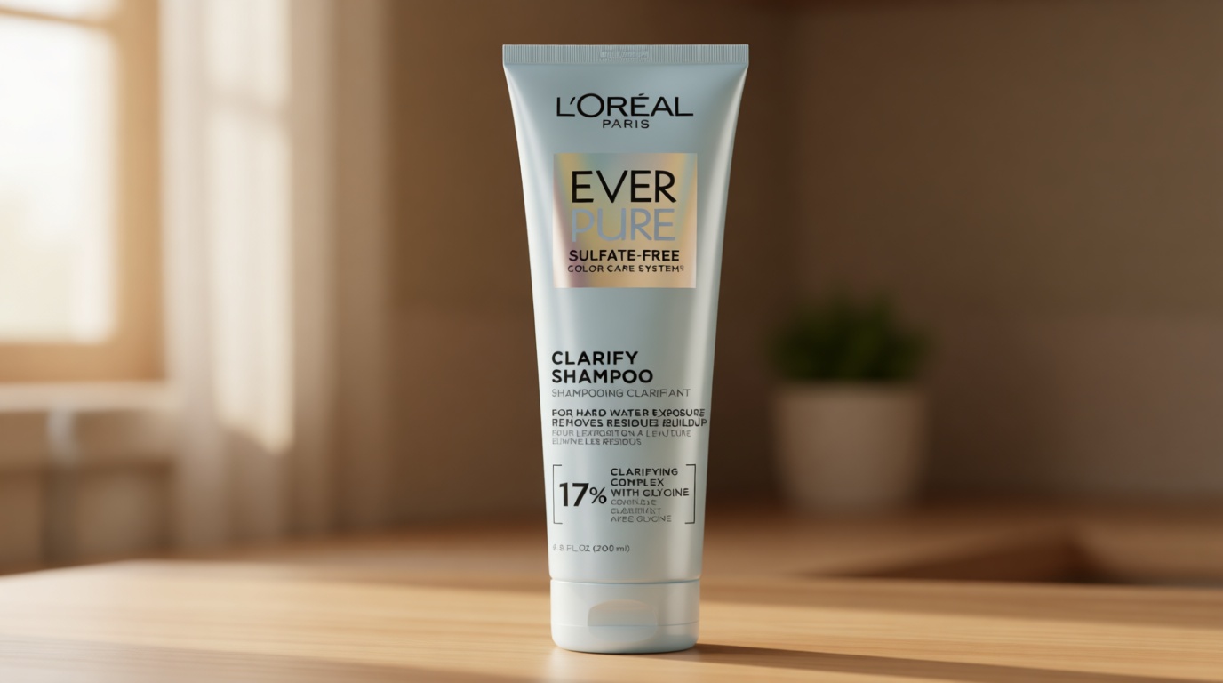 L'Oreal Paris Clarify Sulfate Free Shampoo with Antioxidants, Clarifying Shampoo for Hard Water Exposure and Styling Build-up, EverPure, 6.8 Fl Oz
