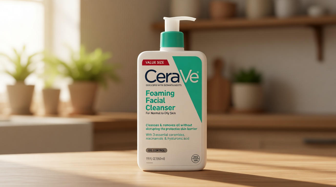 CeraVe Foaming Facial Cleanser, Daily Face Wash for Oily Skin, Hyaluronic Acid + Ceramides + Niacinamide, Fragrance Free & Paraben Free, Non-Drying Oil Control Face Wash, 19 Fluid Ounce Cradle to Cradle Certified