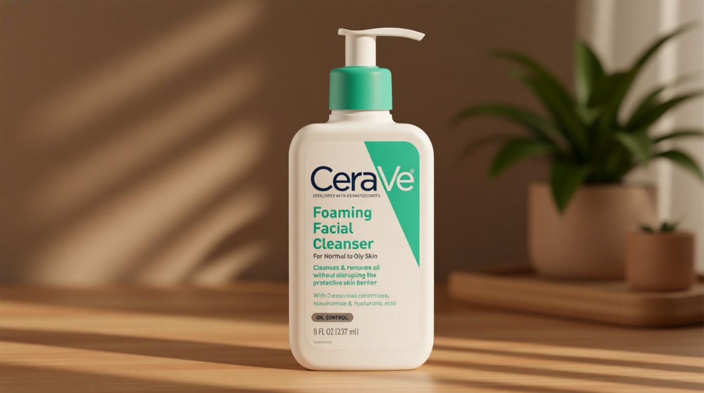 CeraVe Foaming Facial Cleanser, Daily Face Wash for Oily Skin, Hyaluronic Acid + Ceramides + Niacinamide, Fragrance Free & Paraben Free, Non-Drying Oil Control Face Wash, 8 Fluid Ounces