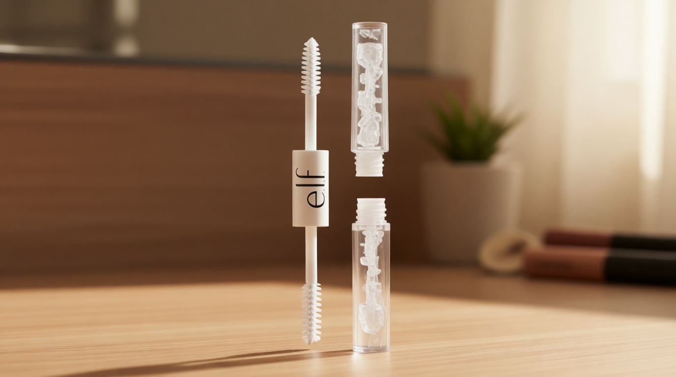 e.l.f. Clear Brow & Lash Mascara, Dual-Sided Brushable Clear Gel For Groomed Brows & Eyelashes, Long-Wear Conditioning Formula, Vegan & Cruelty-Free