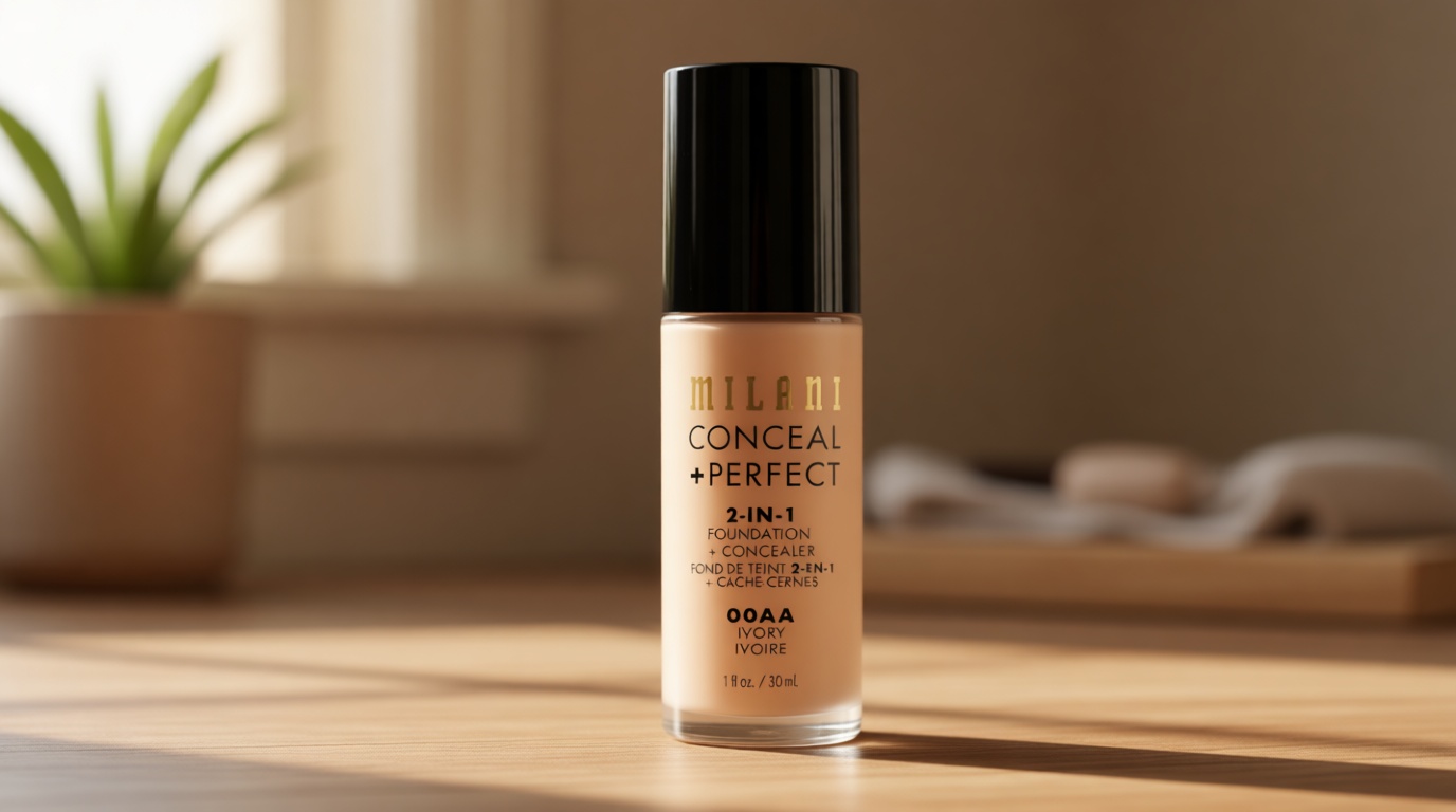 Milani Conceal + Perfect 2-in-1 Foundation + Concealer for a Flawless Complexion, Under Eye Corrector, Cover Redness and Imperfections, Waterproof and Sweatproof - 00AA-Ivory