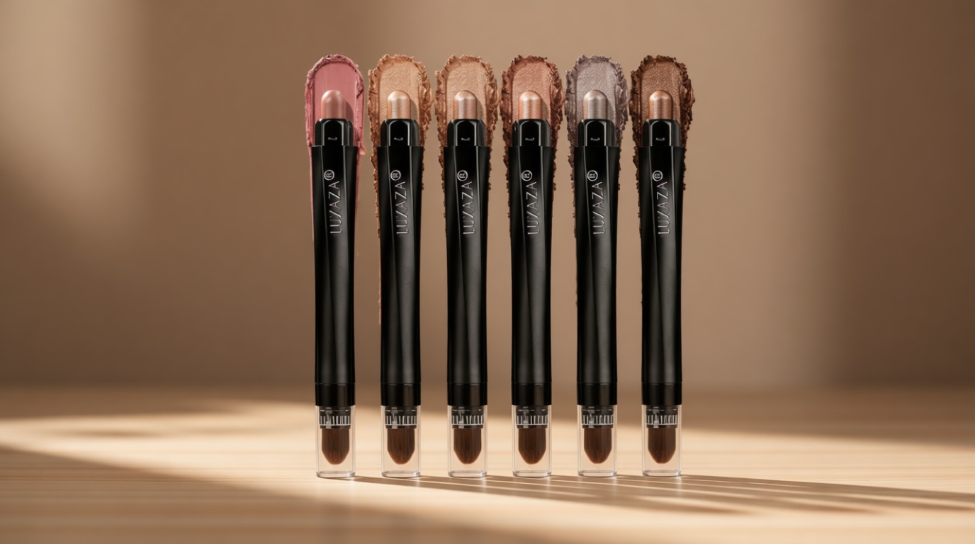 LUXAZA PRO Neutral Eyeshadow Stick Makeup 6PCS Set, Brown Nude Metallic Shimmer Matte Cream Eye Shadow Palette Eyeliner Brightener Pencil Crayon, Halloween Makeup - BROWN CANYON