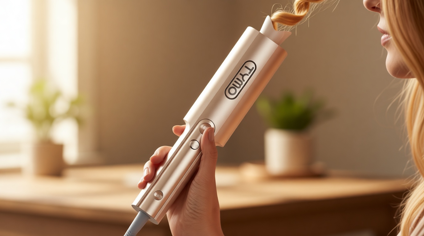 TYMO CurlPro Plus Automatic Rotating Curling Iron - Upgraded Long Barrel Curling Wand for Long Hair, Ceramic Hair Curler for Women, Anti-Scald, Tangle-Free, 600M Ionic, Dual Voltage, Gold, 1 Inch