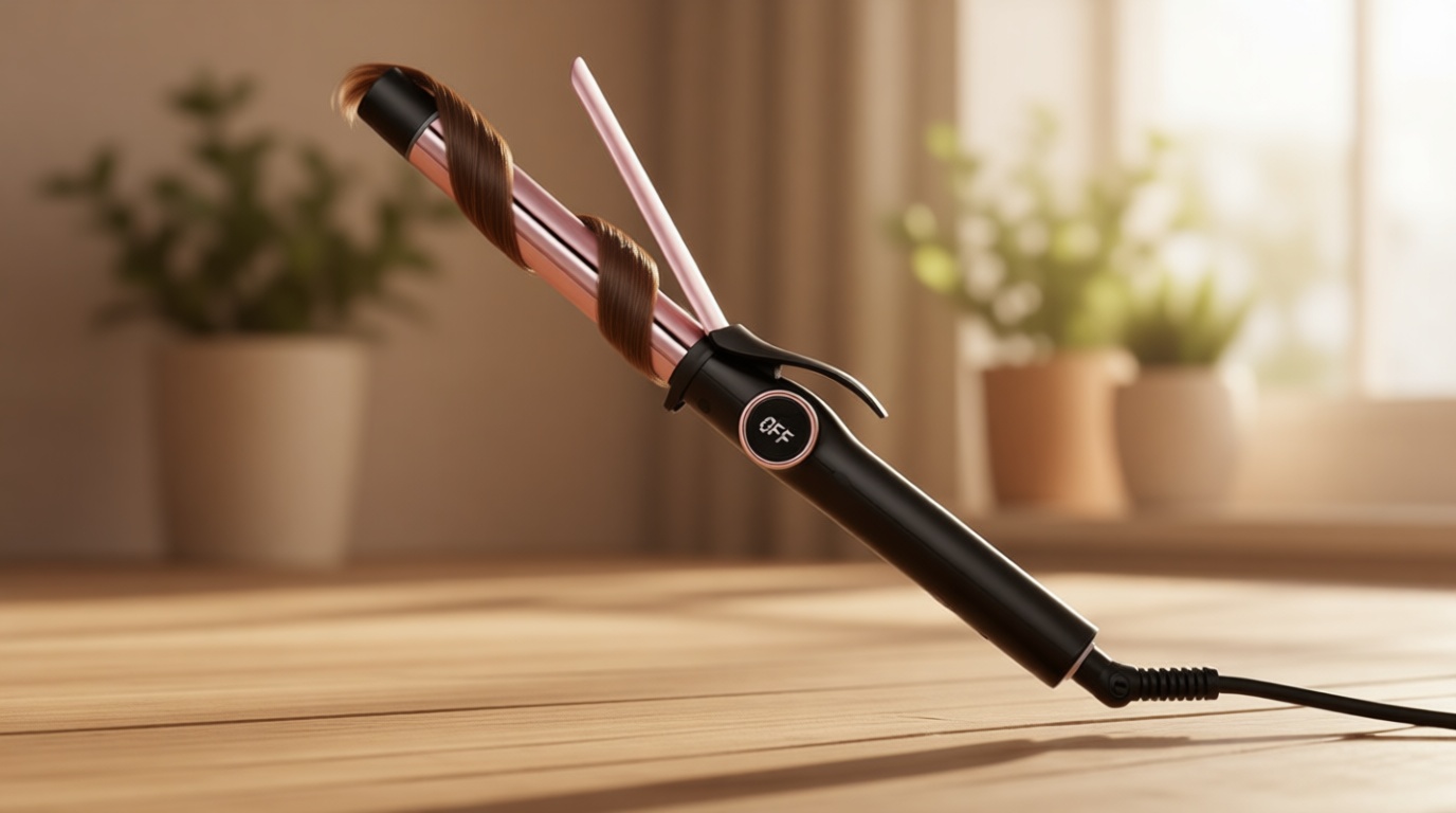 ELLA BELLA® Slimline Curling Iron 1 Inch - Professional Curling Wand with Dual Voltage, Titanium Coating, for Long-Lasting Curls and Reliable Styling