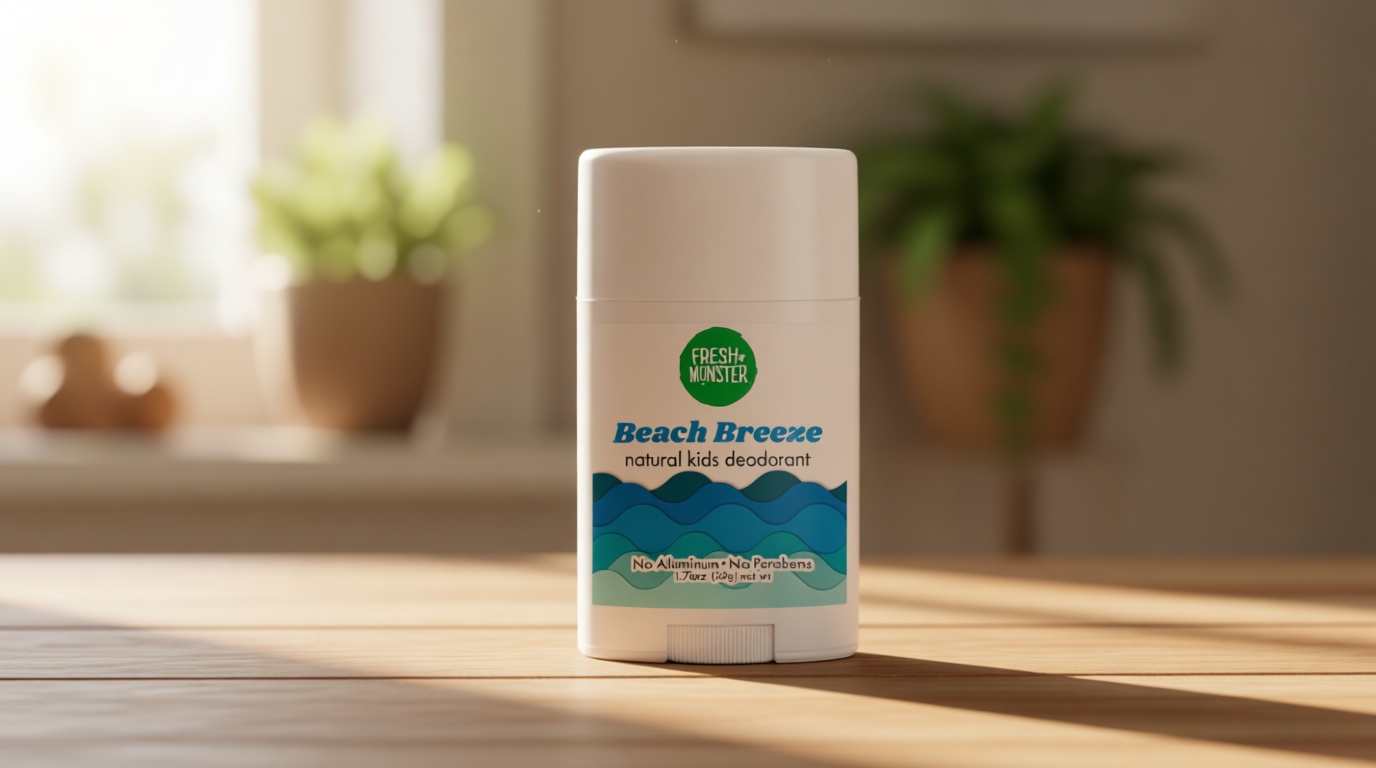 Fresh Monster Natural Deodorant for Kids and Teens I Aluminum-Free, Paraben-Free and Hypoallergenic I Dermatologist Tested I 24-Hour Protection I Beach Breeze Scent I 1.76 oz I 1 Count