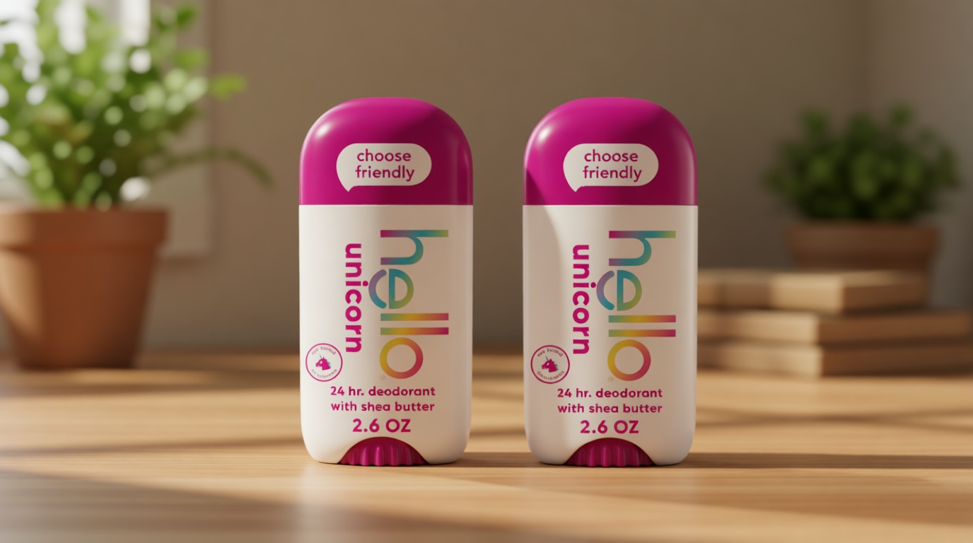 hello Unicorn Aluminum Free Deodorant for Women, Girls, Safe for Kids, Dermatologically tested, Natural Fragrance, 2 Pack