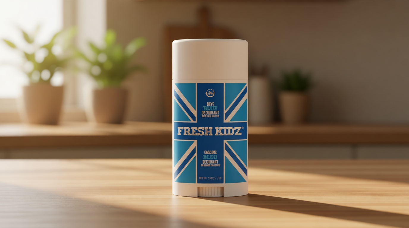 Fresh Kidz Deodorant Stick for Kids and Teens - Baking Soda and Aluminum-free 24 Hour Protection for Sensitive Skin - Boys "Blue", 2.65 oz / 75 g