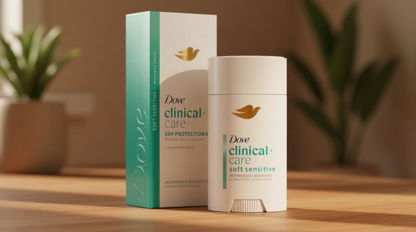 Dove Clinical + Care Antiperspirant Deodorant Invisible Solid Stick for Women Clean Soft for Sensitive Skin Hypoallergenic 2.6 oz