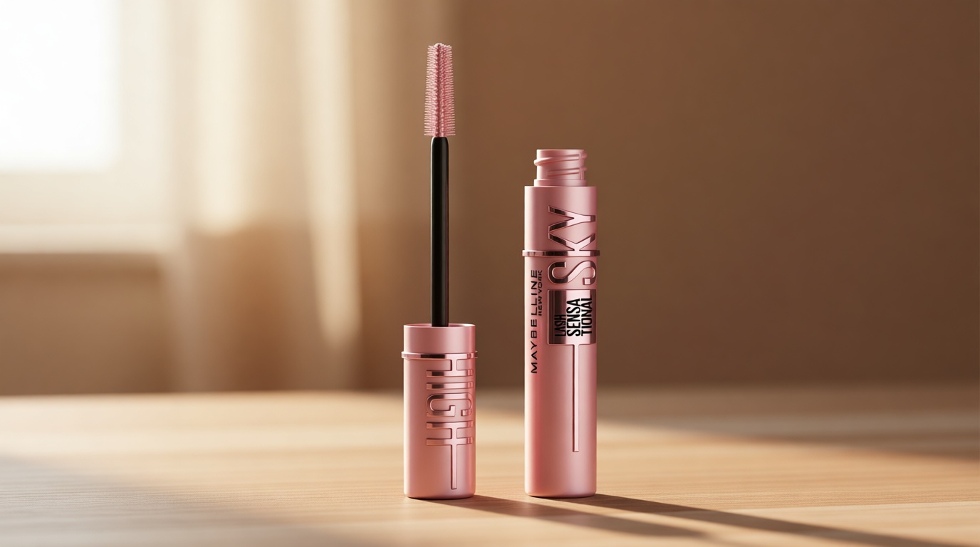 Maybelline Lash Sensational Sky High Washable Mascara Makeup, Volumizing, Lengthening, Defining, Curling, Multiplying, Buildable Formula, Blackest Black, 1 Count