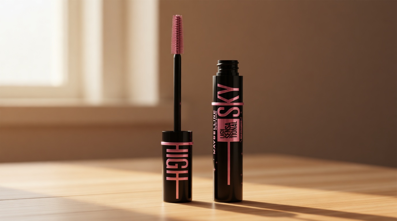 Maybelline Lash Sensational Sky High Washable Mascara Makeup, Volumizing, Lengthening, Defining, Curling, Multiplying, Buildable Formula, Cosmic Black, 1 Count