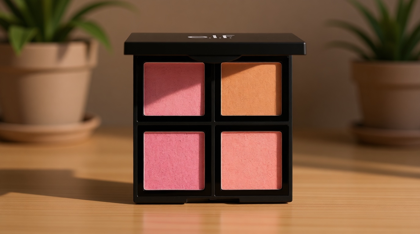 e.l.f. Cosmetics Powder Blush Palette, Four Blush Shades for Beautiful, Long-Lasting Pigment, Light