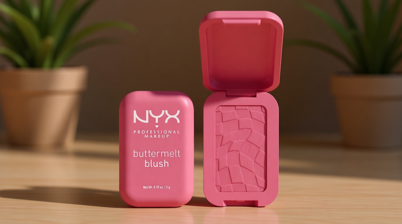 NYX PROFESSIONAL MAKEUP Buttermelt Powder Blush, Fade and Transfer-Resistant Blush, Up to 12HR Make Up Wear, Vegan Formula - For The Butta