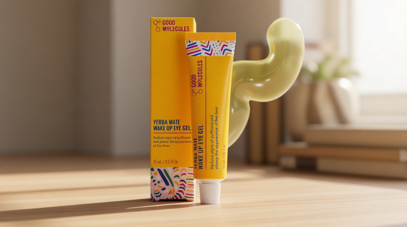 Good Molecules Yerba Mate Wake Up Eye Gel - Hydrating Under Eye Gel Cream with Hyaluronic Acid and Caffeine - Target Dark Circles and Puffiness - Skin Care for Face