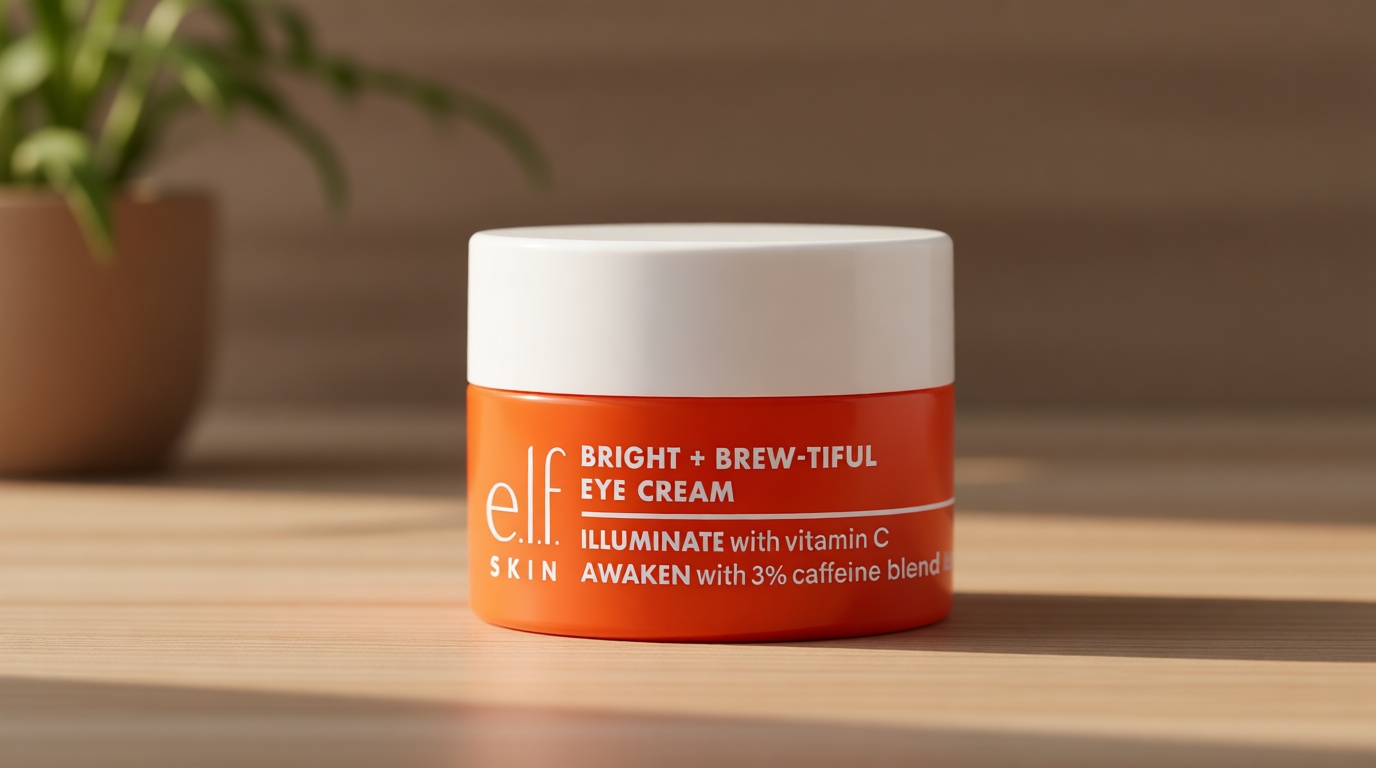 e.l.f. SKIN Bright + Brew-tiful Eye Cream Mini, Helps Brighten Appearance Of Undereye Dark Circles & Repair Puffiness, Vegan & Cruelty-Free