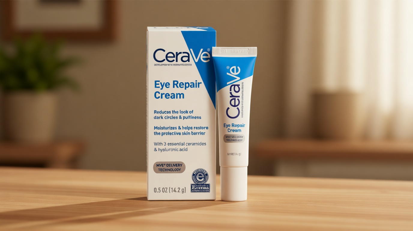 CeraVe Eye Repair Cream, Under Eye Cream For Puffiness And Bags Under Eyes, Hyaluronic Acid + Niacinamide + Marine Botanical Complex, Oil Free & Opthalmologist Tested