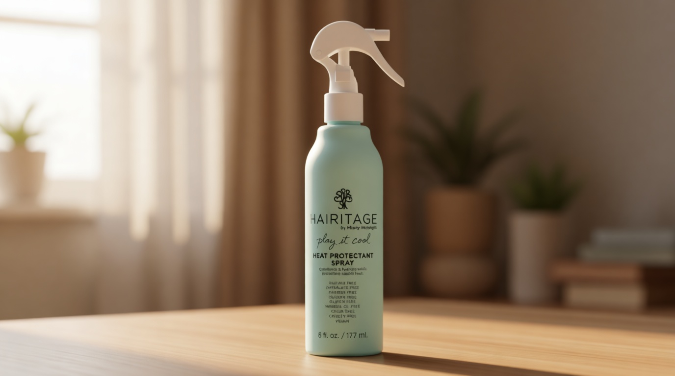 Hairitage Heat Protectant Spray for Hair - Up to 450 Degree Protection + Hydrates + Strengthens Hair - Leaves Hair Smooth + Shiny after Styling - For All Hair Types + Heated Styling Tools - 6 fl oz