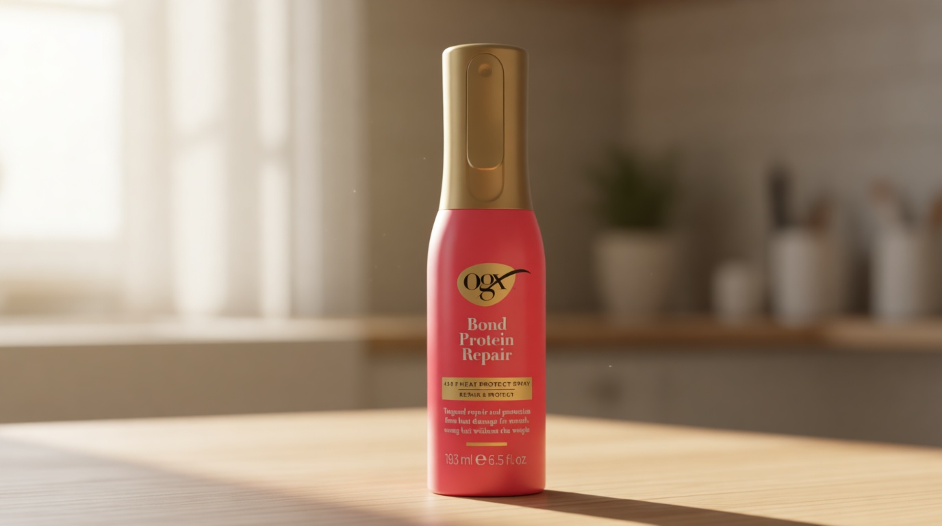 OGX Repair & Protect Bond Protein Repair 450°F Heat Protect Spray, Weightless Repair Mist for Nonstop Damage Protection* for All Hair Types, Heat Spray Preps Hair for Styling, 6.5 fl. oz