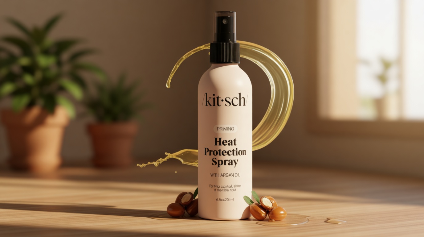 Kitsch Heat Protection Spray for Hair – Heat Protectant for Hair with Argan Oil – Styling Hair Spray for Frizz Control, Shine & Damage Protection – Protects Strands | Ideal Gifts for Women – 6.8oz
