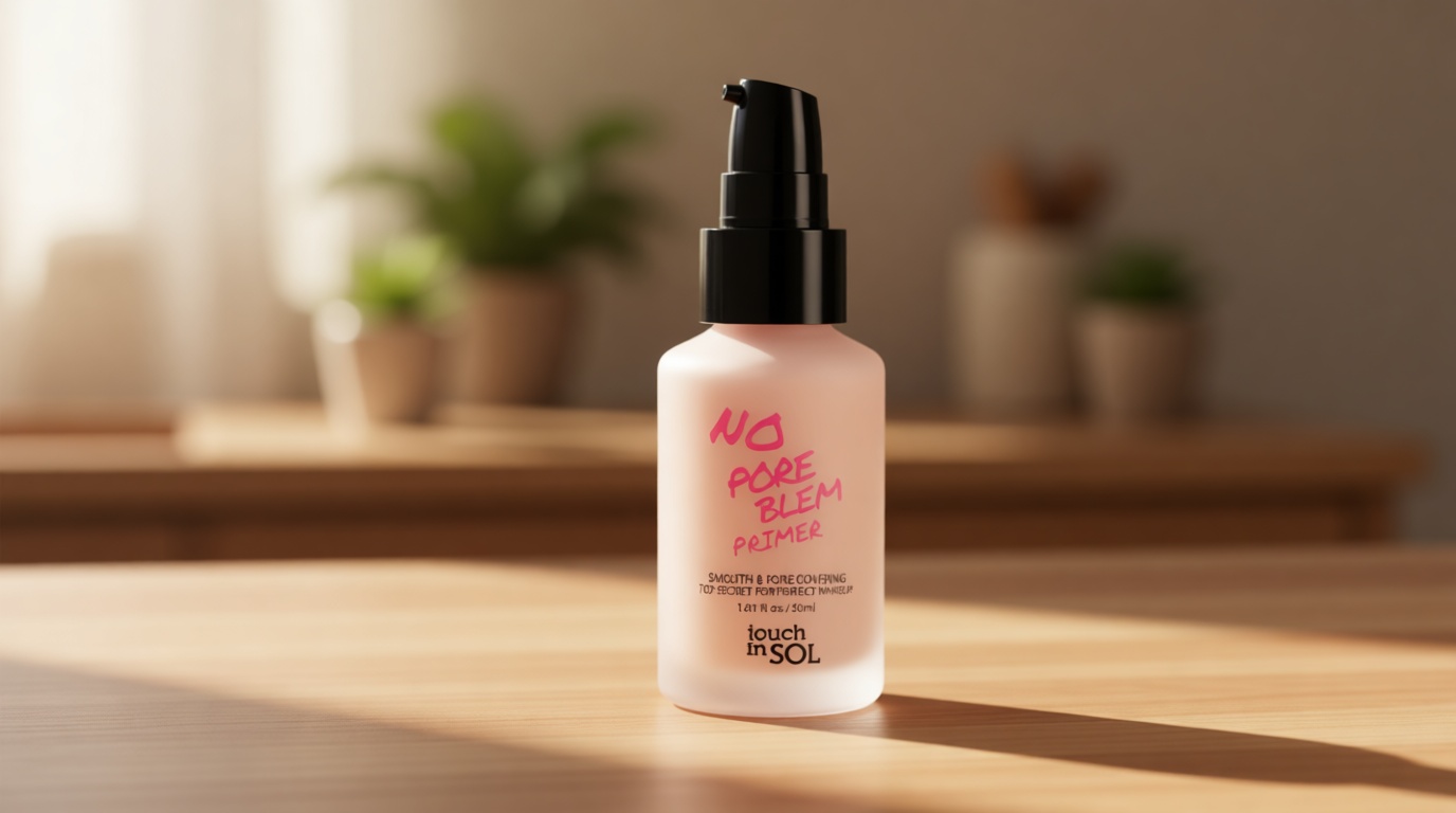 TOUCH IN SOL No Poreblem Primer – Pore Primer for Korean Makeup, Mattifying Primer for Oily Skin, Pore Eraser for Large Pores, Blurring Finish from K Beauty (1.01 fl.oz/30ml)