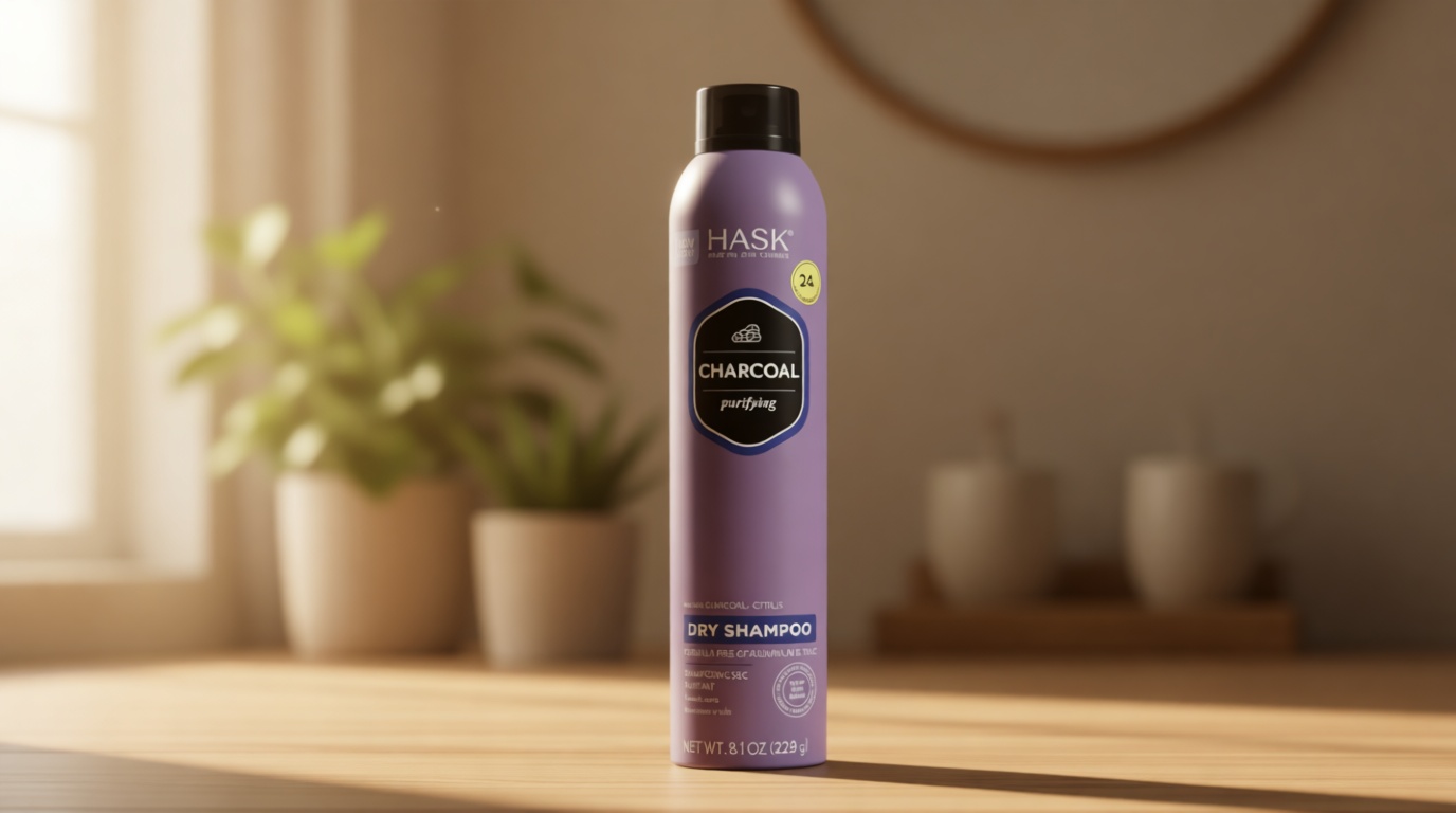 HASK Charcoal Purifying Dry Shampoo – Absorbs Oil, Purifies & Detoxifies Hair, Extends Time Between Washes, No Sulfates or Parabens, Cruelty-Free – 8.1oz