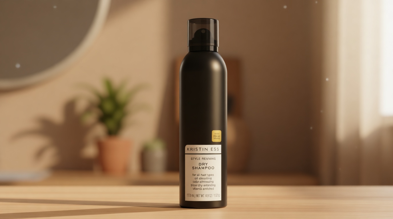 Kristin Ess Volumizing Vitamin C Dry Shampoo Spray for Oily Hair + Frizz - Oil Absorbing Style Extender with Minimal Residue - Powder Spray - Sulfate Free + Vegan + Color Safe - Fresh Pear Fragrance