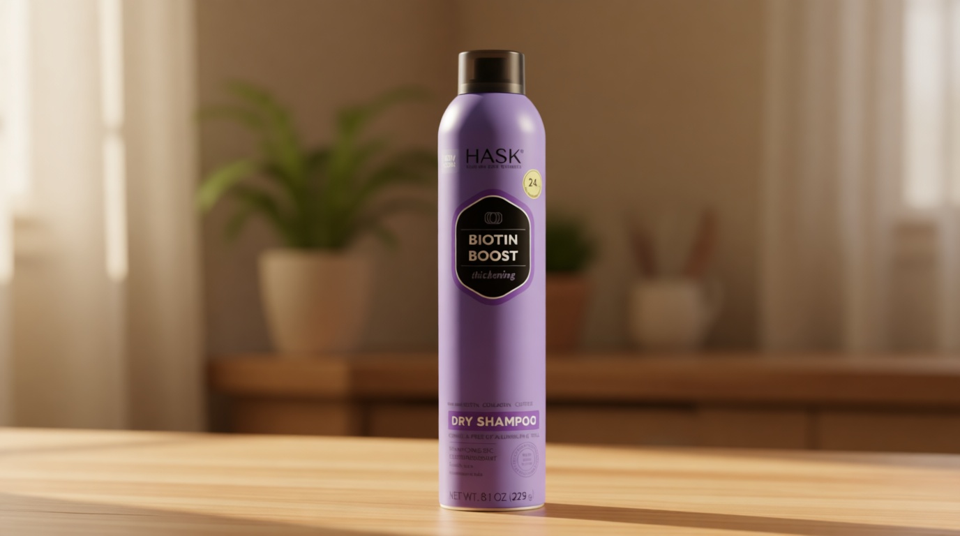 HASK Biotin Boost Thickening Dry Shampoo – Absorbs Oil, Adds Volume & Lift, Strengthens Strands, No Sulfates or Parabens, Cruelty-Free – 8.1oz