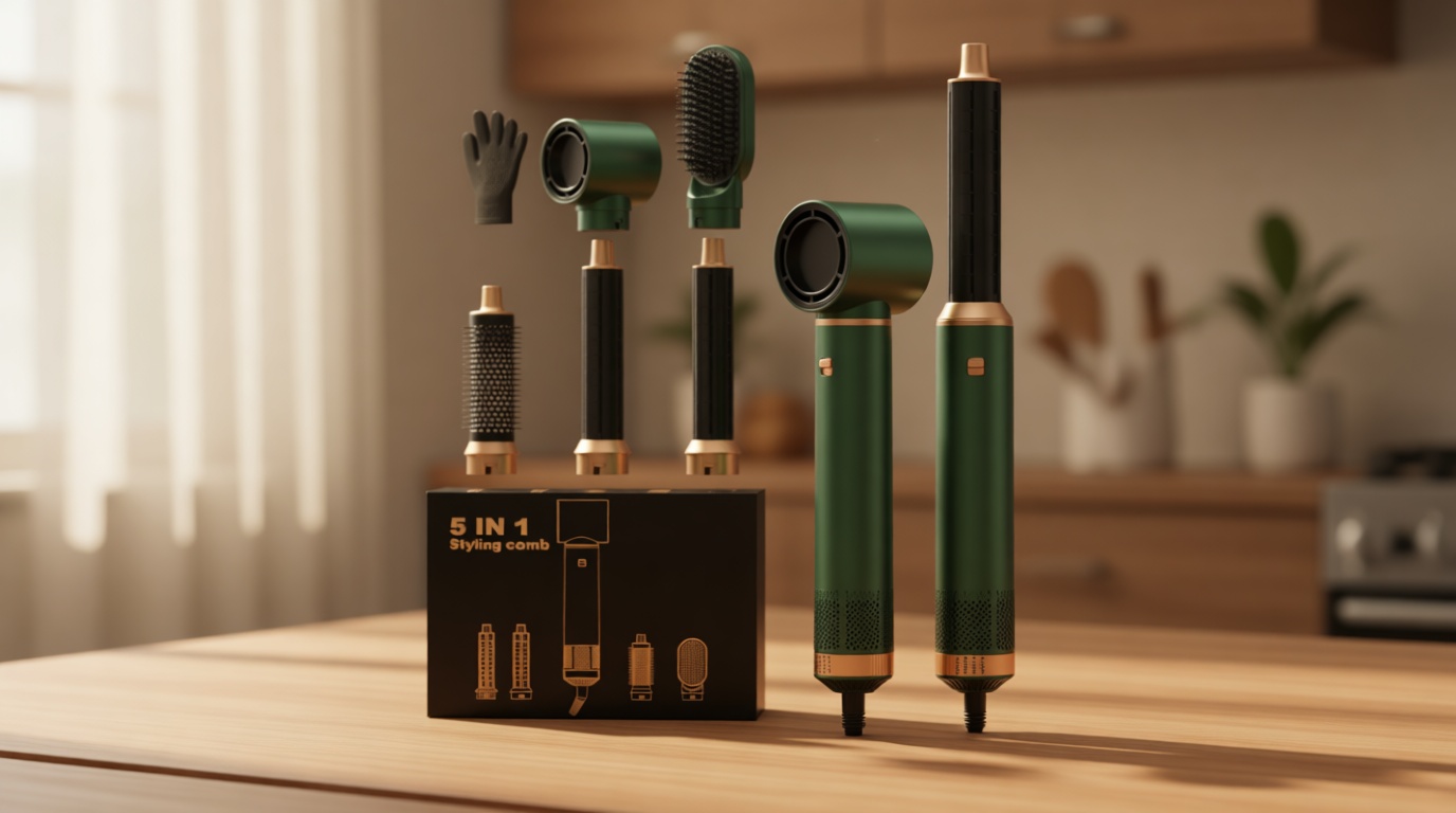 5 in 1 Blow Dryer Brush, Upgrade Hair Dryer Brush Set Negative Ion Air Styler Curling Wrap Air Curler, Hot Air Brush Curling Iron Hair Styling Tools As A Gift for Straight/Curl/Dry/Smooth